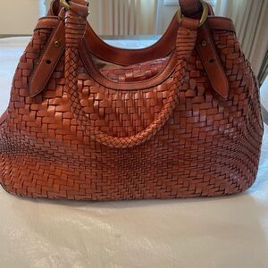 Cole Haan Woven Leather Shoulder Bag - Tan